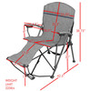 Zenithen Portable Outdoor Folding Chair with Foot Rest, Gray