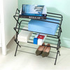Zenree 4-Tier Foldable Metal Shoe Rack Organization Shelves, Matte Black