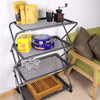 Zenree 4-Tier Foldable Steel Shelf with Casters, Powder-Coated Finish, Removable Mesh Trays, 39"H