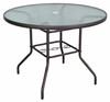 Garden Elements Outdoor Dining Table Patio Furniture, Round Steel Base and Rim with Waterwave Glass Top, Brown, 40"