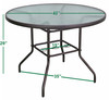 Garden Elements Outdoor Dining Table Patio Furniture, Round Steel Base and Rim with Waterwave Glass Top, Brown, 40"