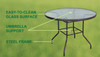 Garden Elements Outdoor Dining Table Patio Furniture, Round Steel Base and Rim with Waterwave Glass Top, Brown, 40"
