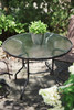Garden Elements Outdoor Dining Table Patio Furniture, Round Steel Base and Rim with Waterwave Glass Top, Brown, 40"