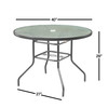 Garden Elements Sienna Metal Gray Round Patio Glass Top Table, 40-Inch