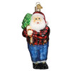 Old World Christmas Glass Blown Ornament, Lumberjack Santa, 5" (With OWC Gift Box)