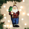 Old World Christmas Glass Blown Ornament, Lumberjack Santa, 5" (With OWC Gift Box)