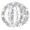 Kurt Adler Metal Fordable Tinsel Sphere, 64 Warm White LED Lights, Silver, 8"