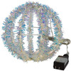 Kurt Adler Metal Fordable Tinsel Sphere, 64 Warm White LED Lights, Silver, 8"