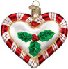 Old World Christmas Glass Blown Ornament, Peppermint Heart, 3.25" (With OWC Gift Box)