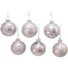 Kurt Adler Glass Ball Ornaments, Glitter and Sequins, Silver, 6-Piece Set