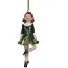 Kurt Adler Resin Ornament Step Irish Dancer in Green Dress, 6"