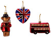 Kurt Adler Glass British Ornaments, 3-Piece Set
