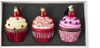 Kurt Adler Noble Gems Cupcake Glass Ornament Set, 3-Piece Box Set