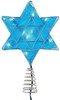 Kurt Adler 10-Light LED Silver/Blue Hanukkah Star Shimmer Treetop, 11"