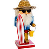Kurt Adler Wooden Holiday Nutcracker Figurine, Surfer Santa, 8in