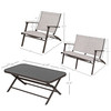 Four Seasons Novara 4-Piece Steel Folding Patio Set – Glass Table, Loveseat & 2 Chairs, Espresso