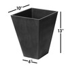 Algreen Valencia Indoor/Outdoor Resin Square Planter with Water Reservoir, Black, 10" x 13"