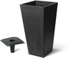 Algreen Valencia Indoor/Outdoor Tall Resin Square Planter with Water Reservoir, Black, 10" x 20"