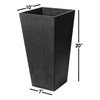 Algreen Valencia Indoor/Outdoor Tall Resin Square Planter with Water Reservoir, Black, 10" x 20"