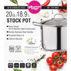 Gourmet Edge Stock Pot - Stainless Steel Cooking Pot with Lid, Silver- 20 Quart