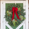 Garden Elements Fresh Christmas Live Noble Fir Wreath with Bow & Accessories, Red, 24"