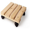 Plastec Indoor Cedar Wood Plant Caddy 12" Square Rolling Dolly with Wheels – Holds 200 lb – USA Made