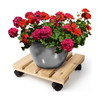 Plastec Indoor Cedar Wood Plant Caddy 12" Square Rolling Dolly with Wheels – Holds 200 lb – USA Made