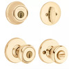 Kwikset Tylo Entry Knob and Single Cylinder Deadbolt Combo, Polished Brass, 1 Set
