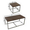 Interior Elements Nesting Coffee Table Set – 3-Piece Modern Steel Tables for Living Room, Brown, 48"