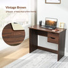 Coavas Brown Computer Desk Writing Study Table with 2 Side Drawers Classic Home Office Laptop Desk Brown Wood Notebook Table (35 x 18 x 29 Inches)