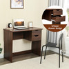 Coavas Brown Computer Desk Writing Study Table with 2 Side Drawers Classic Home Office Laptop Desk Brown Wood Notebook Table (35 x 18 x 29 Inches)