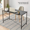 Coavas Computer Desk Large Study Desk Simple Writing Table Workstation for Home, Black Wood Tabletop with Black Frame, 47"
