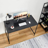 Coavas Computer Desk Large Study Desk Simple Writing Table Workstation for Home, Black Wood Tabletop with Black Frame, 47"
