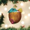 Old World Christmas Blown Glass Ornament for Christmas Tree, Tropical Coconut Drink
