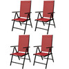 Garden Elements Outdoor Aluminum Lightweight Folding Reclining Patio Furniture Chair, Bright Red (Pack of 4)