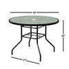 Garden Elements Outdoor Dining Table Patio Furniture, Round Steel Base and Rim with Waterwave Glass Top, Black, 40"