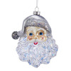 Kurt Adler Glass Ornament for Christmas Tree, Silver Santa Face