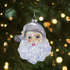 Kurt Adler Glass Ornament for Christmas Tree, Silver Santa Face