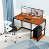 Green Forest Computer Desk with Storage Shelves Modern Desk with 2-Tier Space, Table for Home Office, Espresso, 47??