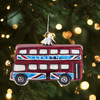 Kurt Adler Noble Gems Glass Ornament for Christmas Tree, British Bus