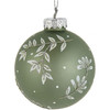 Kurt Adler Glass Ball Ornaments, Leaf Design, Green and White, (Set of 6)