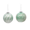 Kurt Adler Glass Ball Ornaments, Silver and Aqua, 3.15in (Pack of 6)
