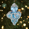 Kurt Adler Hanging Glass Christmas Tree Ornament, Blue Octopus with Beads