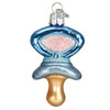 Old World Christmas Blown Glass Ornament for Christmas Tree, Blue Pacifier Old World Christmas Blown Glass Ornament for Christmas Tree, Blue Pacifier