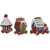 Kurt Adler Light Up Christmas Figurine, Gingerbread Train, 4.3in (Set of 3)