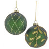 Kurt Adler Glass Ball Ornaments, Embellish, Green and Gold, (Pack of 6)