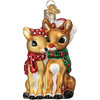 Old World Christmas Glass Blown Ornament for Christmas Tree, Rudolph And Clarice