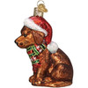 Old World Christmas Holiday Glass Blown Ornament for Christmas Tree, Chocolate Labrador Puppy (With OWC Gift Box)
