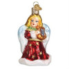 Old World Christmas Blown Glass Ornament for Christmas Tree, Red Angel Holding Lyre