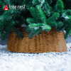 Tree Nest Christmas Live/Artificial Christmas Plastic Weaved Basket Design Tree Stand Collar Skirt Decoration, Brown, Large (REBOXED)